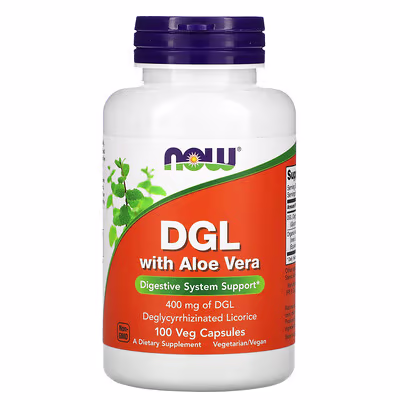 NOW Foods DGL with Aloe Vera 400 mg 100 Veg Capsules