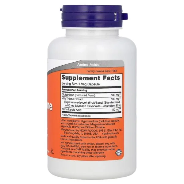 NOW Foods Glutathion 500 mg 60 Capsules Végétariennes