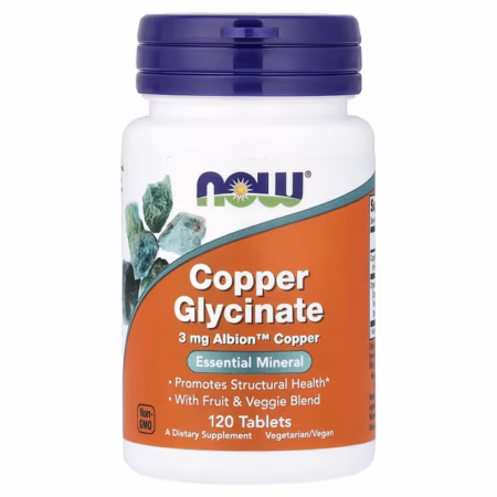 NOW Foods Glycinate de Cuivre 3 mg 120 Comprimés