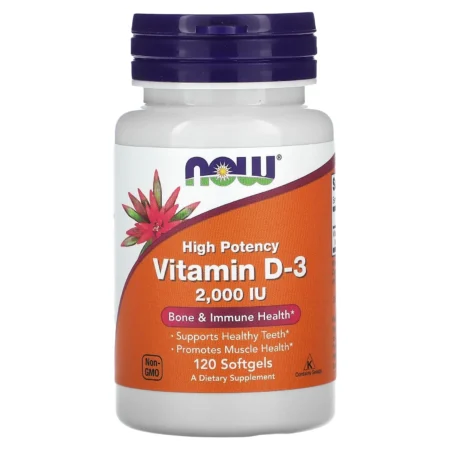 NOW Foods High Potency Vitamin D3 2000 IU – 120 Softgels
