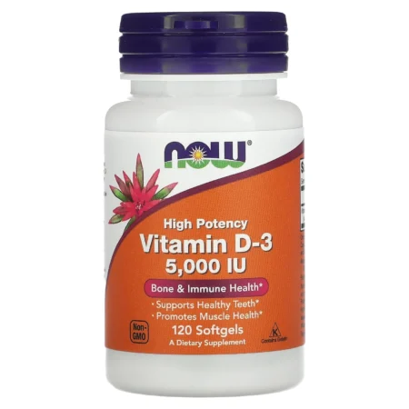 NOW Foods High Potency Vitamin D3 5000 IU – 120 Softgels