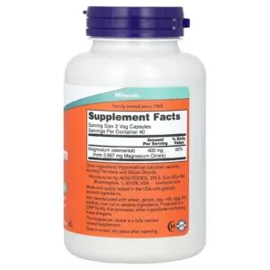 NOW Foods Magnesium Citrate – 120 Vegetarian Capsules
