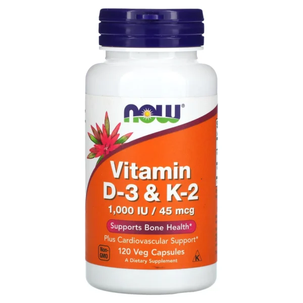 NOW Foods Vitamin D3 & K2 – 120 Vegetarian Capsules