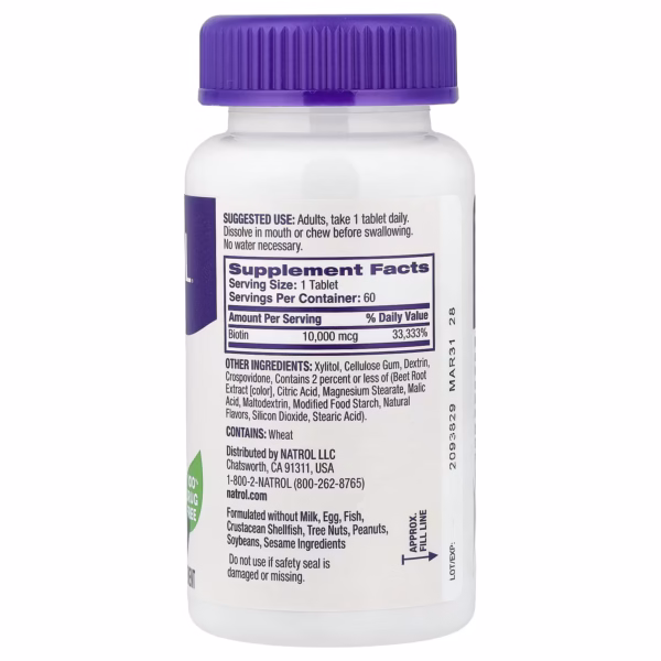 Natrol Biotin Fast Dissolve Strawberry 10000 mcg 60 Tablets
