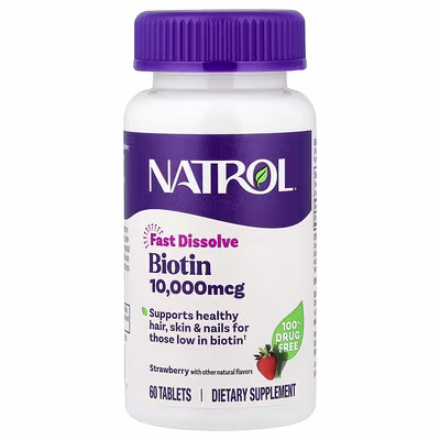 Natrol Biotin Fast Dissolve Strawberry 10000 mcg 60 Tablets