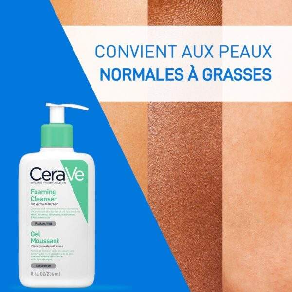 CeraVe Gel Moussant Nettoyant Peau Normale à Grasse | 236ml