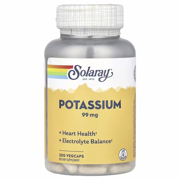 Solaray Potassium 99 mg – 200 Vegetarian Capsules