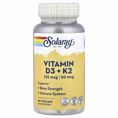 Solaray Vitamin D3 + K2 Soy-Free – 60 Vegetarian Capsules