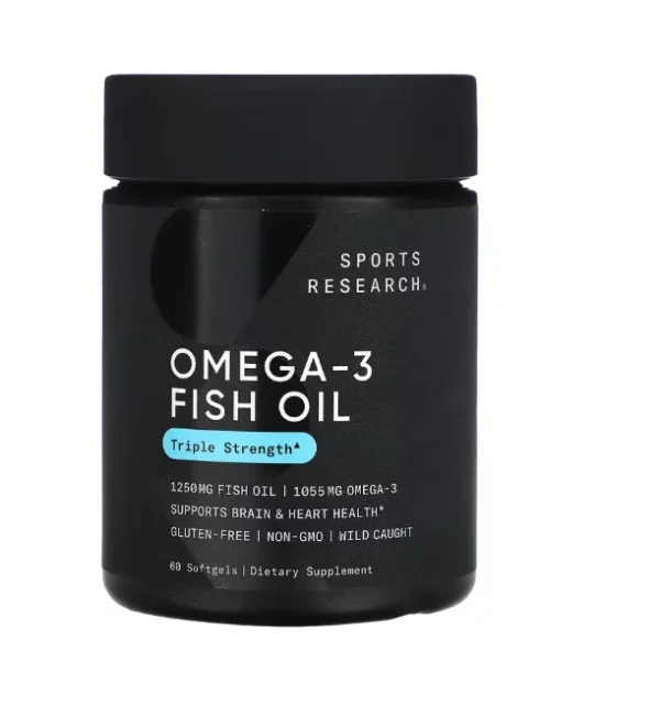 Sports Research Fish Oil Omega-3 Triple Strength 1250 mg – 60 Softgels