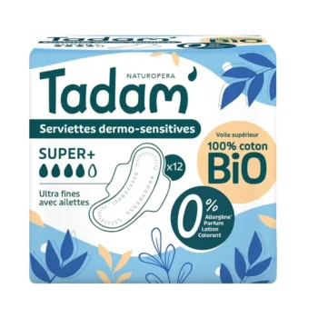 Tadam Serviette Ultra Coton Bio Super+ 12 unités