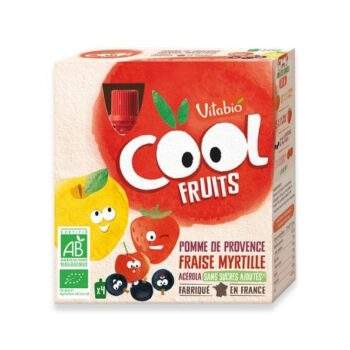 VITABIO COOL FRUITS POMME FRAISE MYRTILLE 4 X 90G