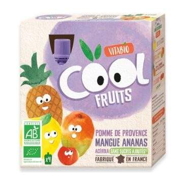 VITABIO COOL FRUITS POMME MANGUE ANANAS 4 X 90G
