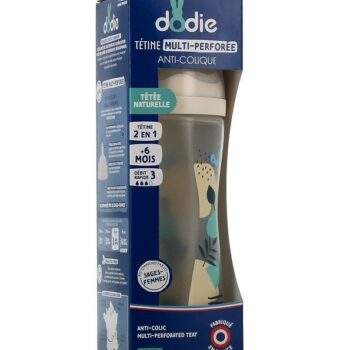 DODIE Biberon Multi Perfore Tetine Debit 3 Rose +6mois 330ml
